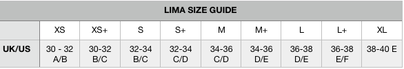 Lima Bra Measurements