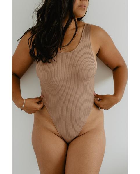 Eco Rib Bamboo Tank Bodysuit - Biscuit Brown *FINAL SALE ITEM*
