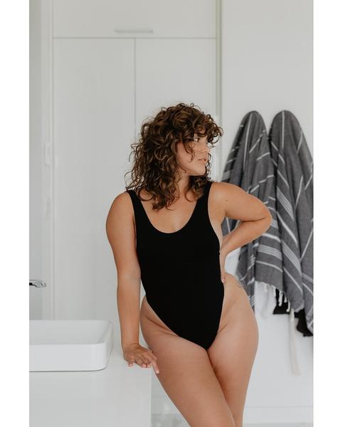 Eco Rib Bamboo Tank Bodysuit - Black *Only M left!* *FINAL SALE ITEM*