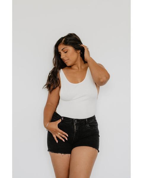 Eco Rib Bamboo Tank Bodysuit - Creme *FINAL SALE ITEM*