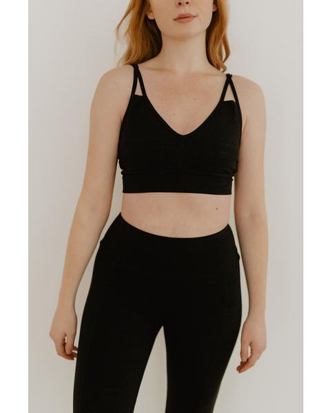 Organic Cotton Crossover Light Sports Bra - Black *Only XS left! FINAL SALE ITEM*