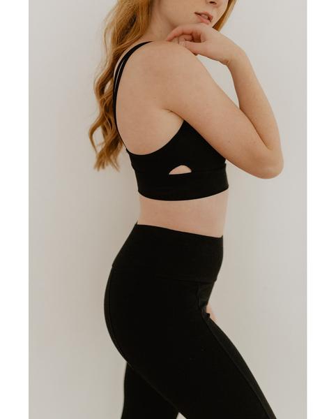 Organic Cotton Crossover Light Sports Bra - Black *Only XS left! FINAL SALE ITEM*