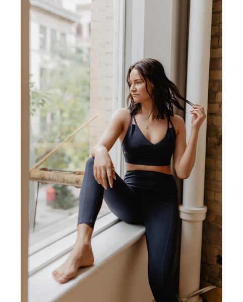 Organic Cotton Crossover Light Sports Bra - Ink Blue *Only XS left! FINAL SALE ITEM*
