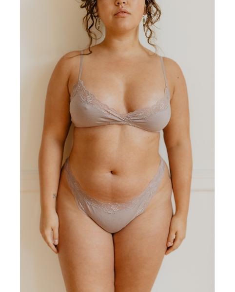 Organic Cotton Wrap Bralette - Oyster Taupe *FINAL SALE ITEM*