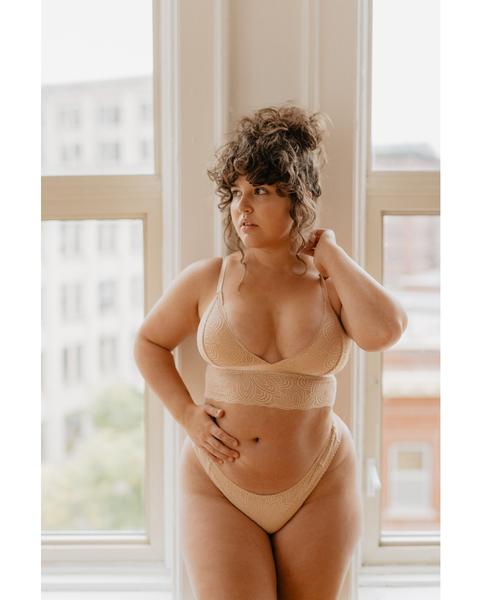 Beige Recycled Lace Lima Longline Bralette