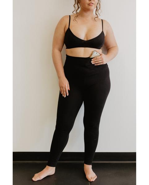 Pocket High Waist Organic Cotton Leggings - Black