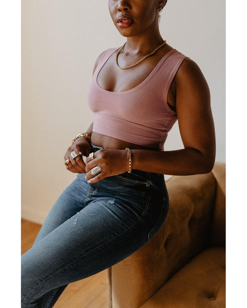 Organic Cotton Reversible Bralette - Dusty Rose Pink