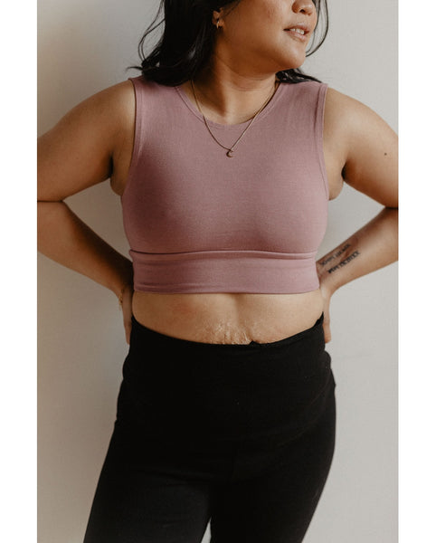 Organic Cotton Reversible Bralette - Dusty Rose Pink