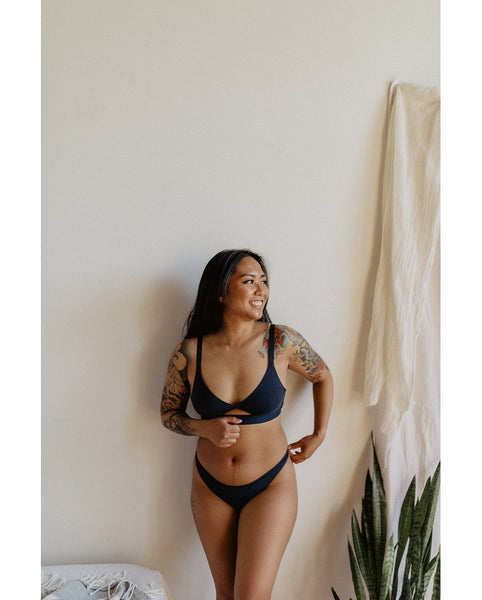 Organic Cotton Thong - Navy