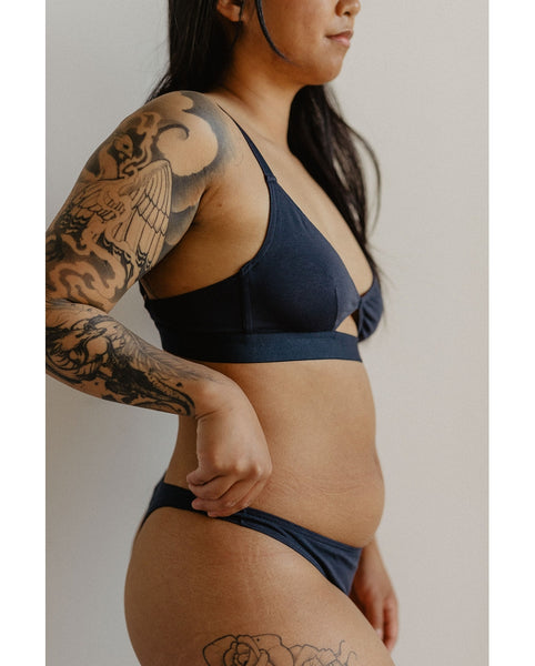 Organic Cotton Thong - Navy
