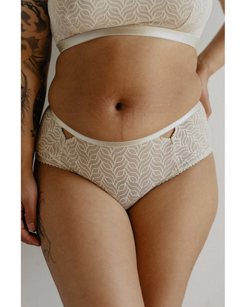 Recycled Wave Cutout Hipsters -  Creme *Only XS + M left!*