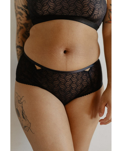 Recycled Wave Cutout Hipsters -  Black