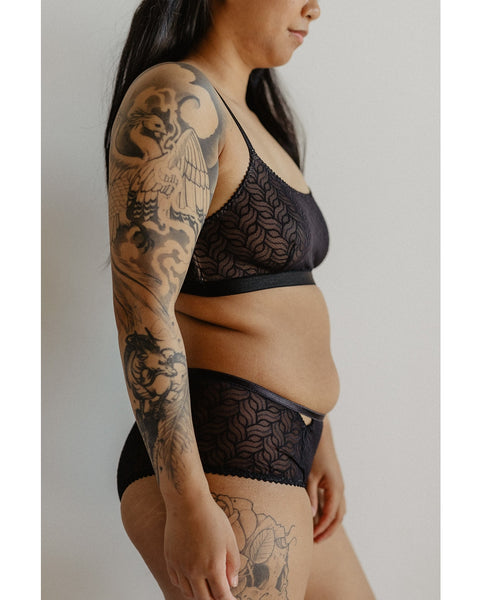 Recycled Wave Cutout Hipsters -  Black