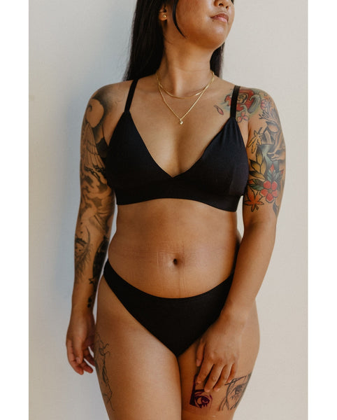 Organic Cotton Classic Bralette - Black