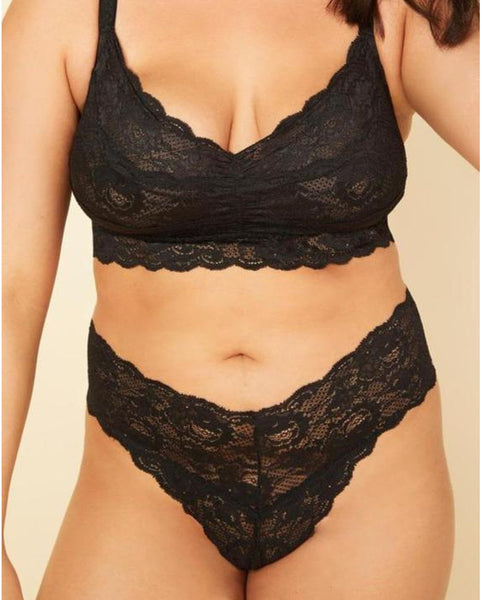 Curvy Cutie Thong - Black & Beige