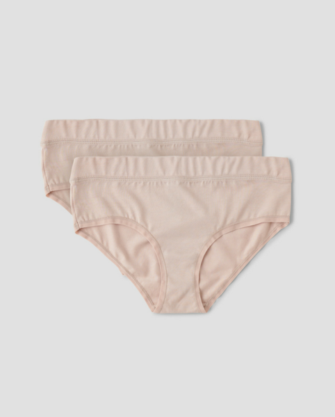 2-Pack Organic Cotton Hipster Bikini Undies - Beige