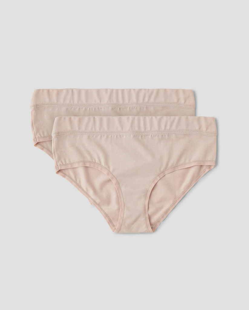 2-Pack Organic Cotton Hipster Bikini Undies - Beige