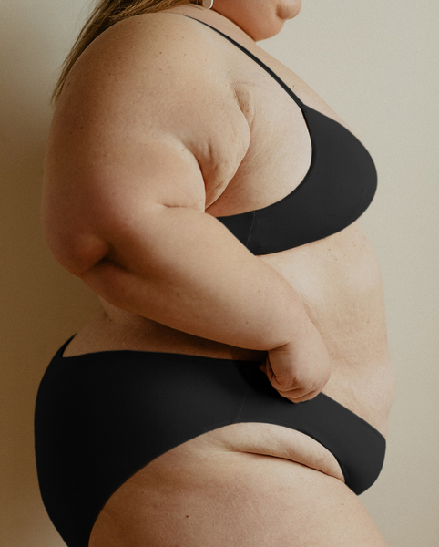 Organic Cotton Curvy Bralette - Black & Beige