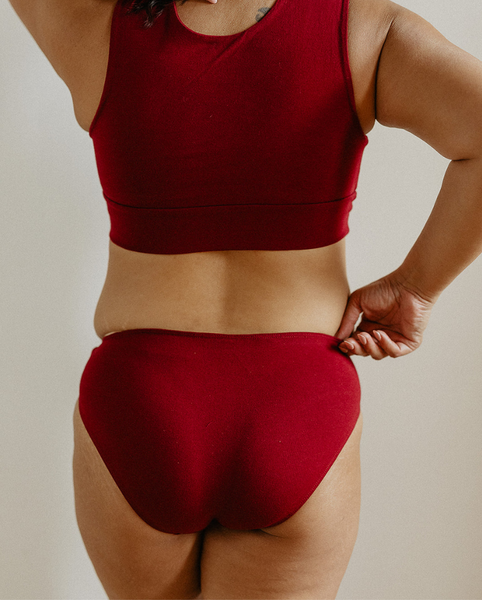 Organic Cotton Classic Bikini Undies - Burgundy Red