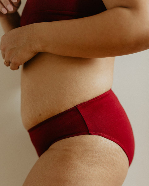 Organic Cotton Classic Bikini Undies - Burgundy Red