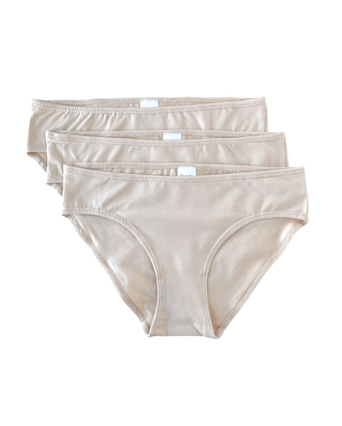3-Pack Organic Cotton Classic Bikinis - Beige