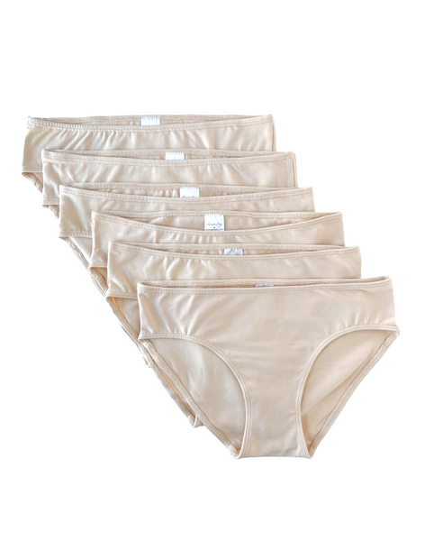 6-Pack Organic Cotton Classic Bikinis - Beige