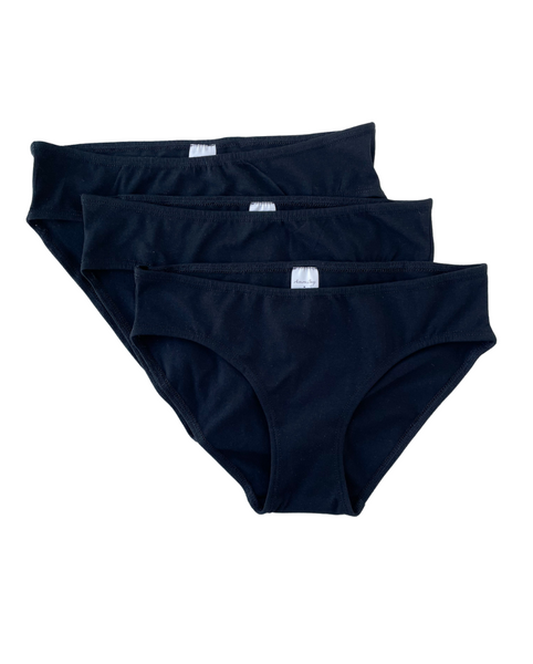 3-Pack Organic Cotton Classic Bikini Undies - Black