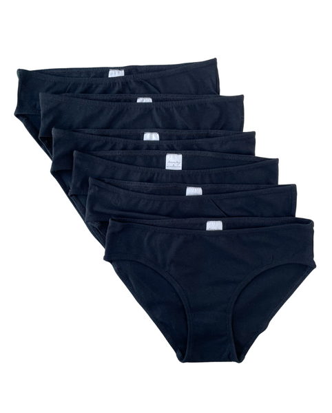 6-Pack Organic Cotton Classic Bikinis - Black