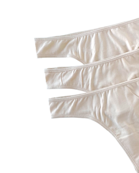 3-Pack Organic Cotton Classic Thongs - Beige